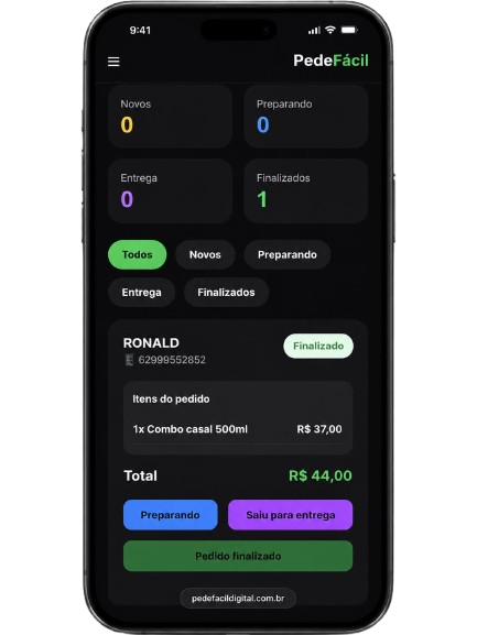 Pedidos em tempo real